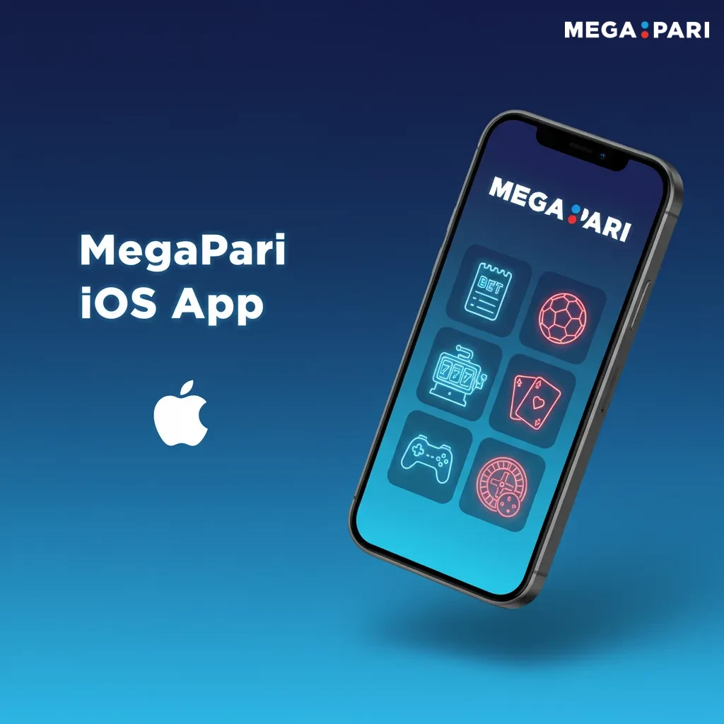 MegaPari iOS app on iPhone and iPad showing live betting, cash out, slots; requires iOS 12+. Fast odds updates and payouts.