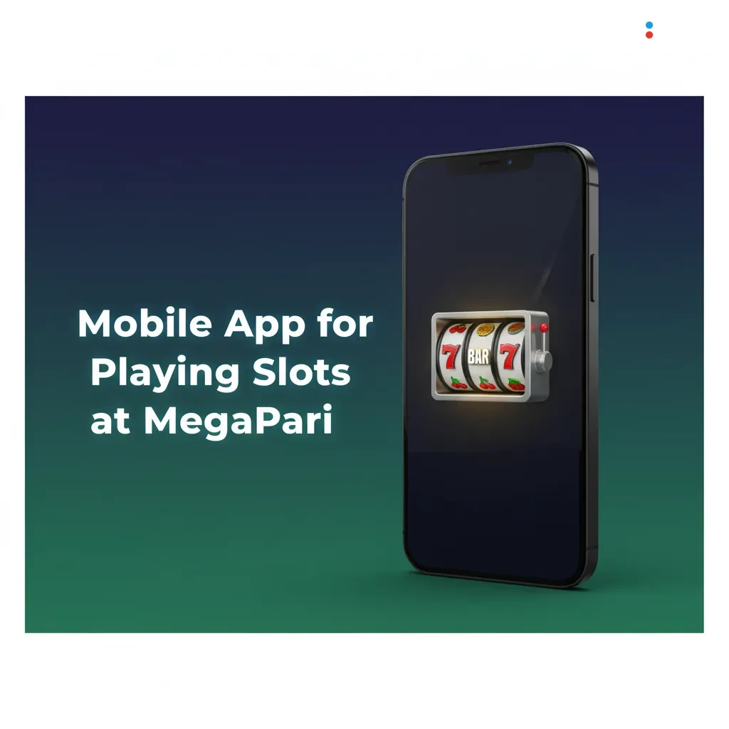 MegaPari slots mobile app on smartphone with filters, spin button, and balance; available on Android and iOS.